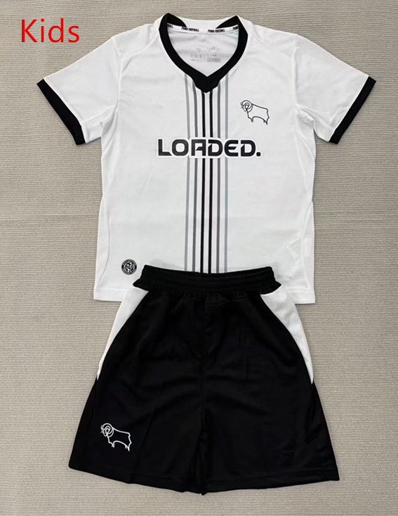 26-27 Derby County Home White Kids/Youth Soccer Uniform-AY