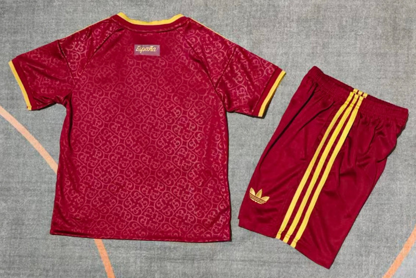 26-27 (2 Star) Spain 2nd Away Red Kids/Youth Soccer Uniform-9484