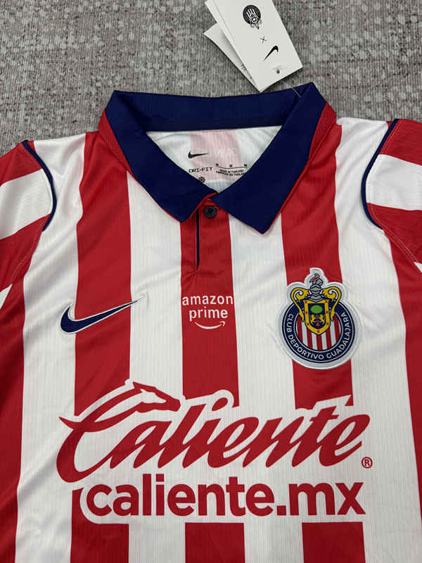 (S-4XL) 26-27 Deportivo Guadalajara Home Red&White Thailand Soccer Jersey AAA-4506
