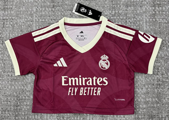 26-27 Real Madrid 2nd Away Red Women Midriff-baring Cheerleader Uniform-6723