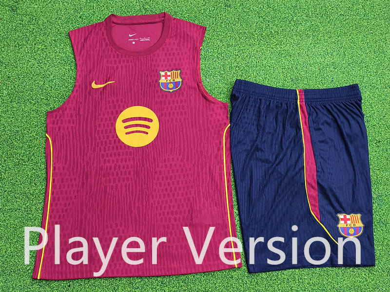 (S-3XL)26-27 Player Version Barcelona Red Vest Thailand Soccer Short-Sleeve Uniform-9926