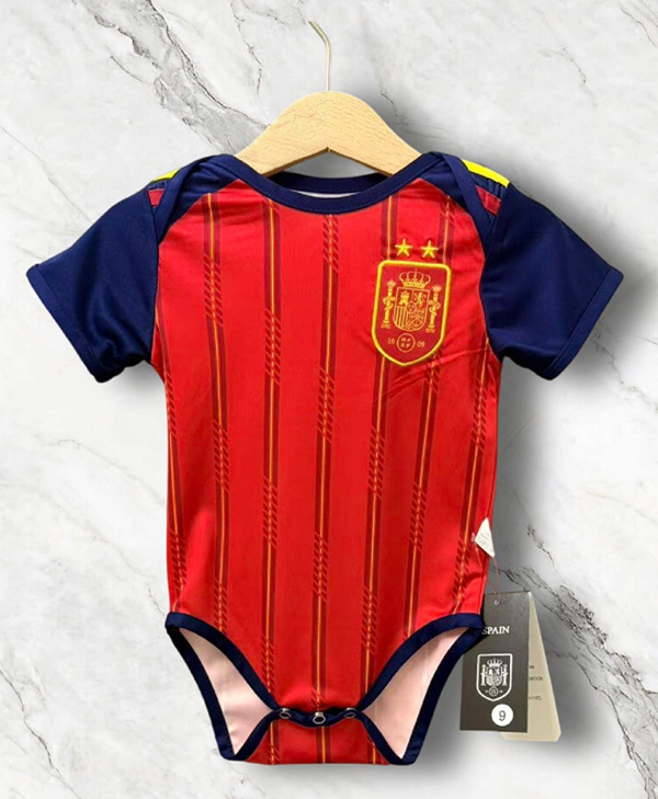 26-27 Spain (2 Star) Home Red Baby Soccer Uniform-7411