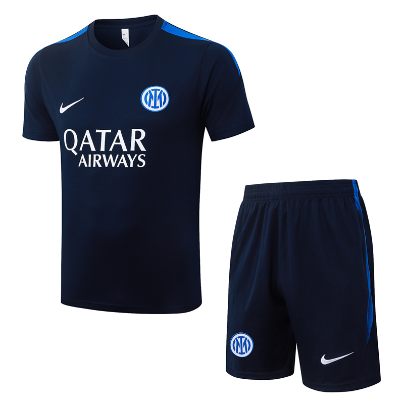 25-26 Inter Milan Cyan Short-sleeved Thailand Soccer Tracksuit-815