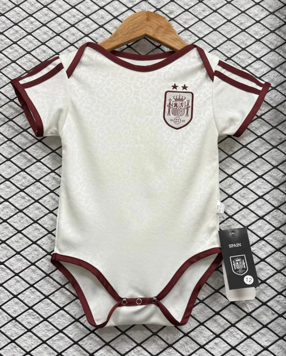 26-27 Spain (2 Star) Away White Baby Soccer Uniform-7411