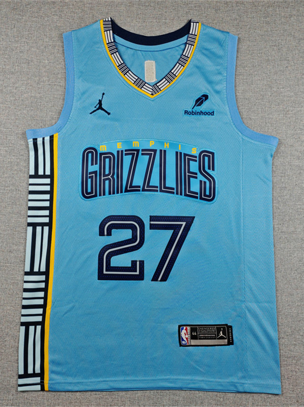 Memphis Grizzlies #27 Light Blue NBA Jersey-1380