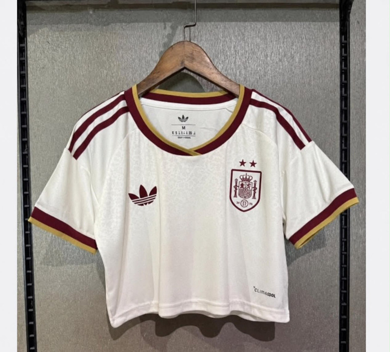 26-27 Spain (2 Star) Away White Women Midriff-baring Cheerleader Uniform-CS