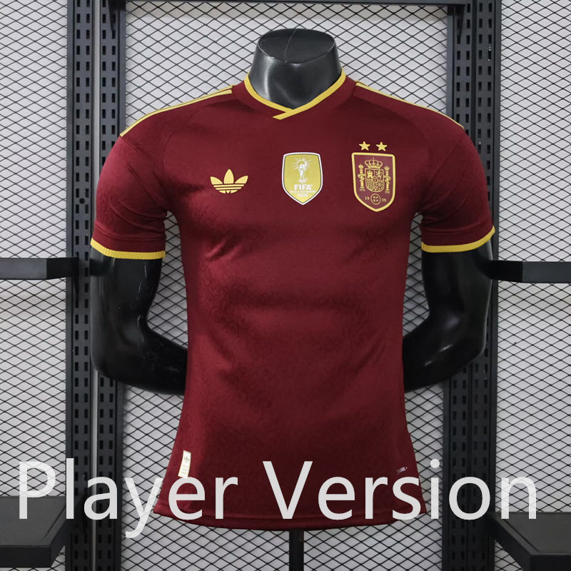 (S-3XL)26-27 Player Version Spain 2nd Away Red Thailand Soccer Jersey AAA-3596