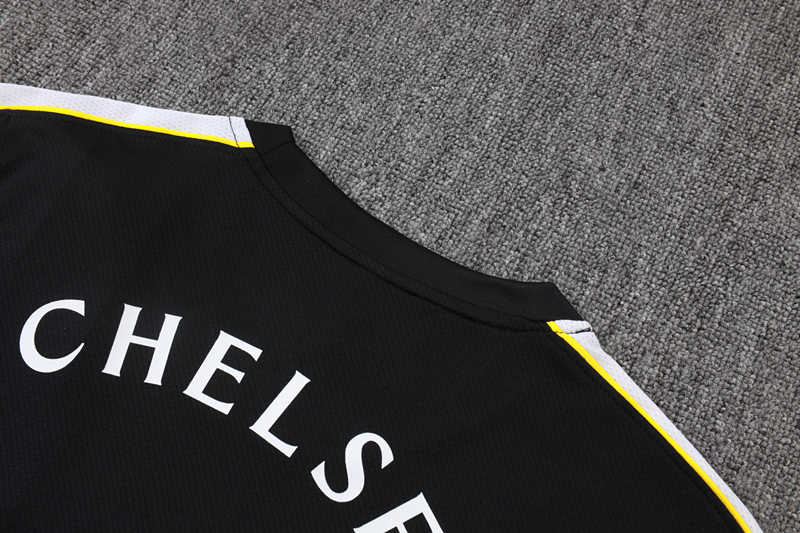 26-27 Chelsea Black Thailand Short-sleeve Soccer Tracksuit-815