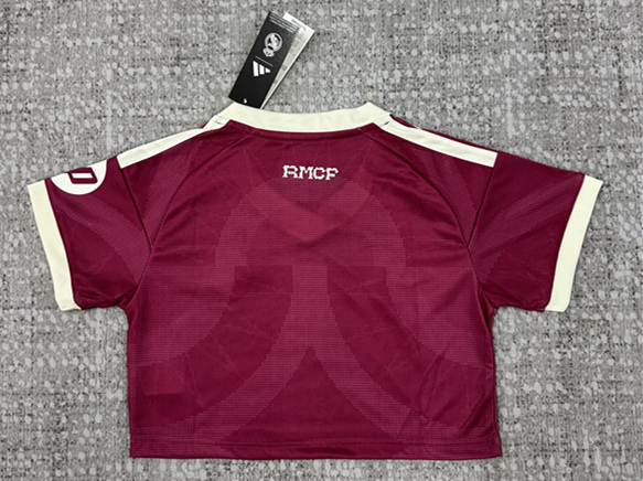 26-27 Real Madrid 2nd Away Red Women Midriff-baring Cheerleader Uniform-6723