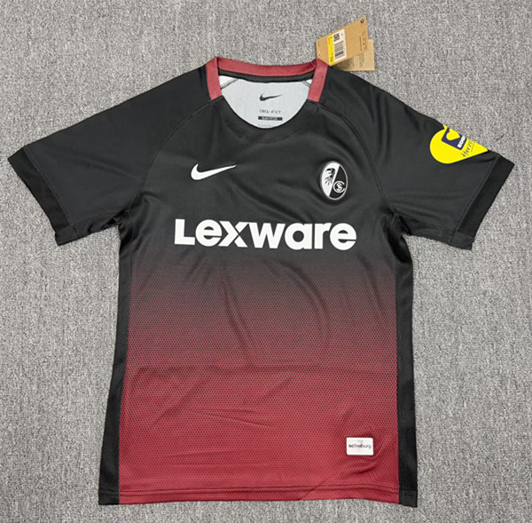 (S-4XL)26-27 SC Freiburg Away Black&Red Thailand Soccer Jersey AAA-7676