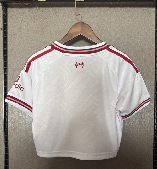 26-27 Liverpool Away White Women Midriff-baring Cheerleader Uniform-CS