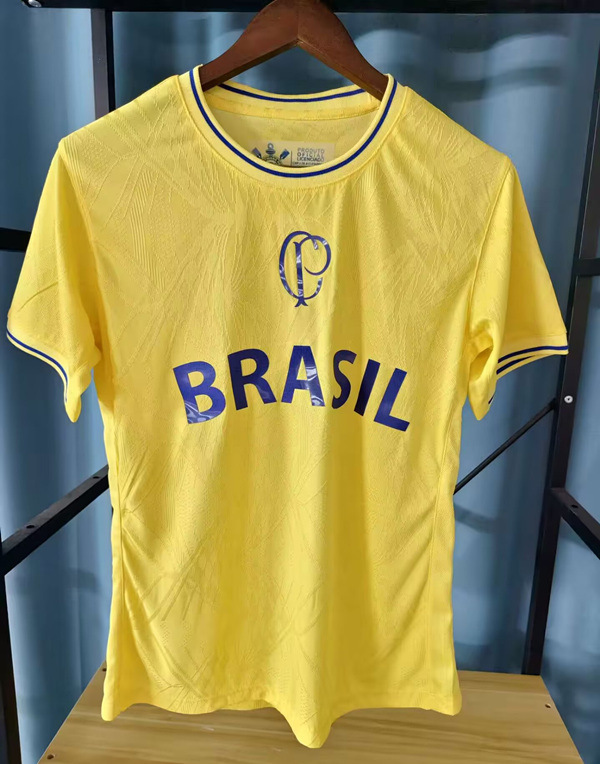 (S-4XL) 26-27 Corinthians Yellow Thailand Soccer Training Jersey-7358