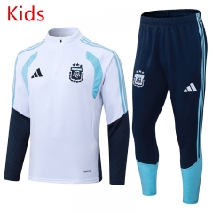 26-27 Argentina White Kids/Youth Soccer Tracksuit-411