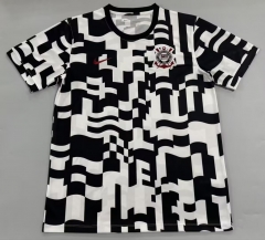 (S-4XL) 26-27 Corinthians Black&White Thailand Soccer Training Jersey-5668