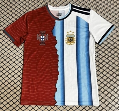 (S-4XL) 26-27 Portugal X Argentina Special Version Red&Blue (Messi&Ronaldo) Thailand Soccer Jersey AAA-3160