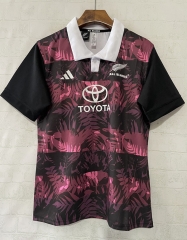 (S-5XL)26-27  All Blacks Pink&Black Thailand Rugby Jersey