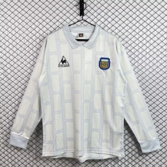 Retro Version 1986  Argentina Goalkeeper Gray&White LS Thailand Soccer Jersey AAA-3257
