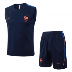 26-27 France Cyan Vest Thailand Soccer Tracksuit-815