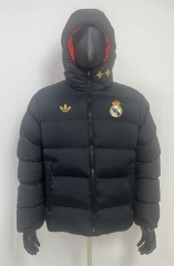 26-27 Real Madrid Black Cotton Coat With Hat-8268 26-27 Real Madrid Black Cotton Coat With Hat-8268
