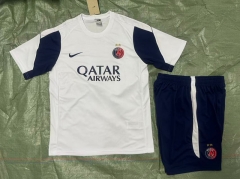 26-27 PSG (2 Star) White Thailand Short Soccer Tracksuit-4627
