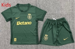 100th Version Sporting Lisbon Clube de Portugal Green Kid/Youth Soccer Uniform-3162