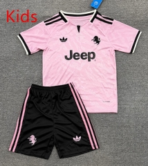 26-27 Juventus Away Pink Soccer kids Uniform-4247
