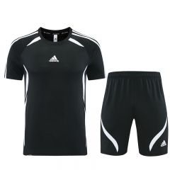 26-27 Adidas Black Soccer Short-Sleeves Tracksuit-LH