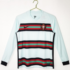 Retro Version 2020 Portugal Away White LS Thailand Soccer Jersey AAA-C1046