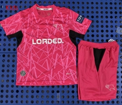 26-27 Derby County Away Pink Kids/Youth Soccer Uniform-3229