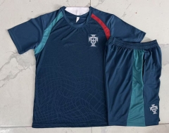 26-27 Portugal Navy Short-Sleeved Thailand Soccer Tracksuit-815