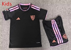 26-27 Sevilla 2nd Away Black Kids/Youth Soccer Uniform-7809