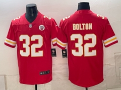 (Logo2) Kansas City Chiefs Red #32 NFL Jersey-0840